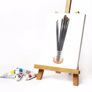 Image 5 - Cheval Juego de pinceles de pintura acrílica con mango largo, accesorios de herramientas de dibujo artístico, pelo de ardilla, plateado y gris, 6 uds.
