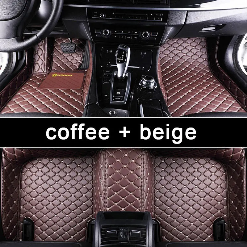 Автозапуск на заказ автомобильный коврик для Volkswagen Polo/Tiguan/Golf авто аксессуары 3D кожаные Коврики высокого качества ковер - Название цвета: coffee-beige
