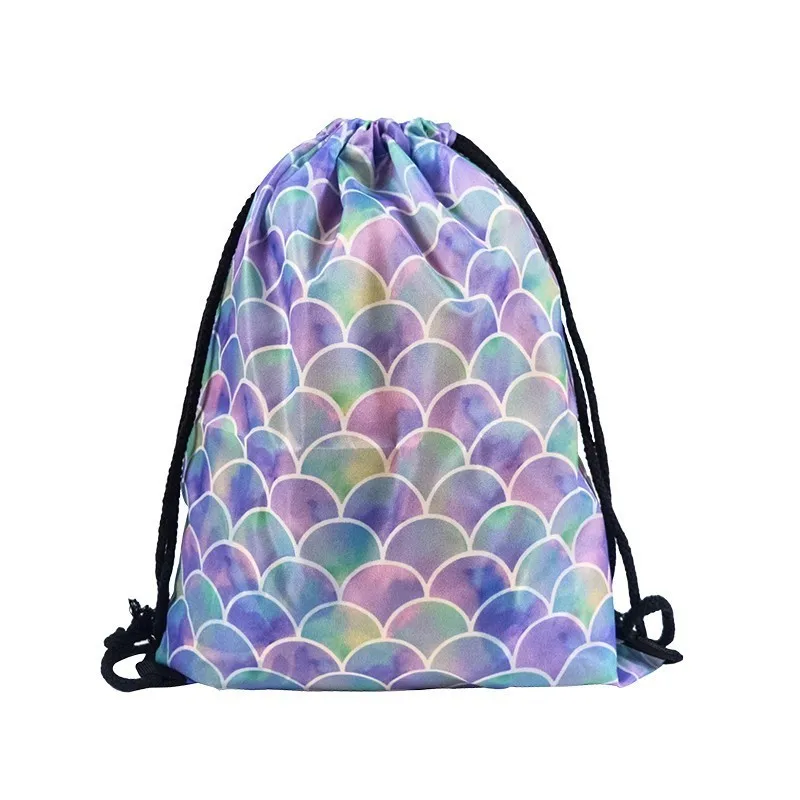 

Mermaid Scale Drawstring bag for Girls Travel Storage Package Cartoon School Backpacks Children Birthday Party Favors