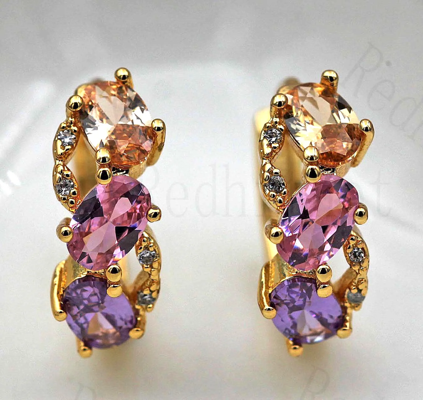 

Luxury Rainbow Earrings for Women Gold Filled Bohemian Colorful Zircon Hoop Earring Trendy Jewelry for Party Wedding Anniversary