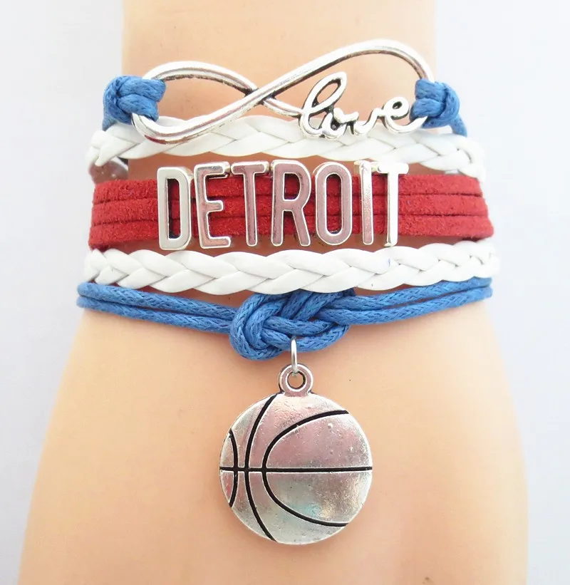 infinity love detroit basketball bracelets charm detroit basketball