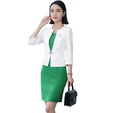 Новые летние блейзер с рукавами+ платье Профессиональный 2 шт. комплекты темперамент Красота рабочая одежда Офисные женские туфли Для женщин Бизнес одежда