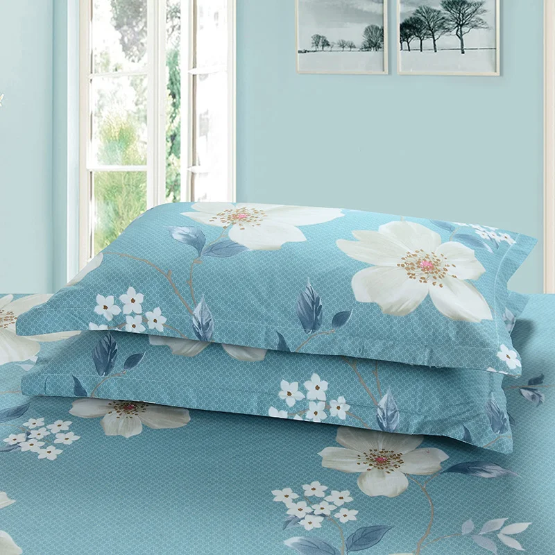 Fashion 2pc 100cotton green Pillow Case Beauty Flowers Printing Home