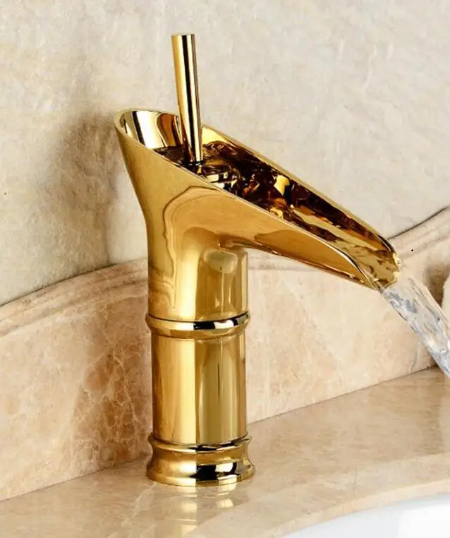 gold Белый смеситель для раковины, латунь, масло втирают бронзовый кран для ванной комнаты, черный, санузел золотой кран смеситель горячей и холодной воды кран - Цвет: gold