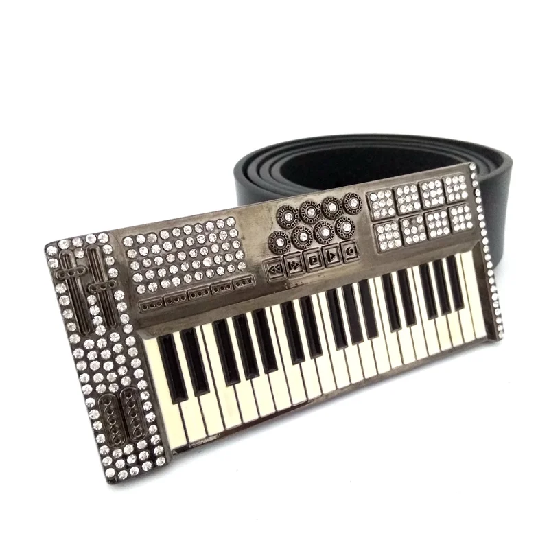 Высококачественные ремни из искусственной кожи для женщин музыкальная серия электронная клавиатура со стразами металлическая пряжка рок ремень девушки-ковбоя