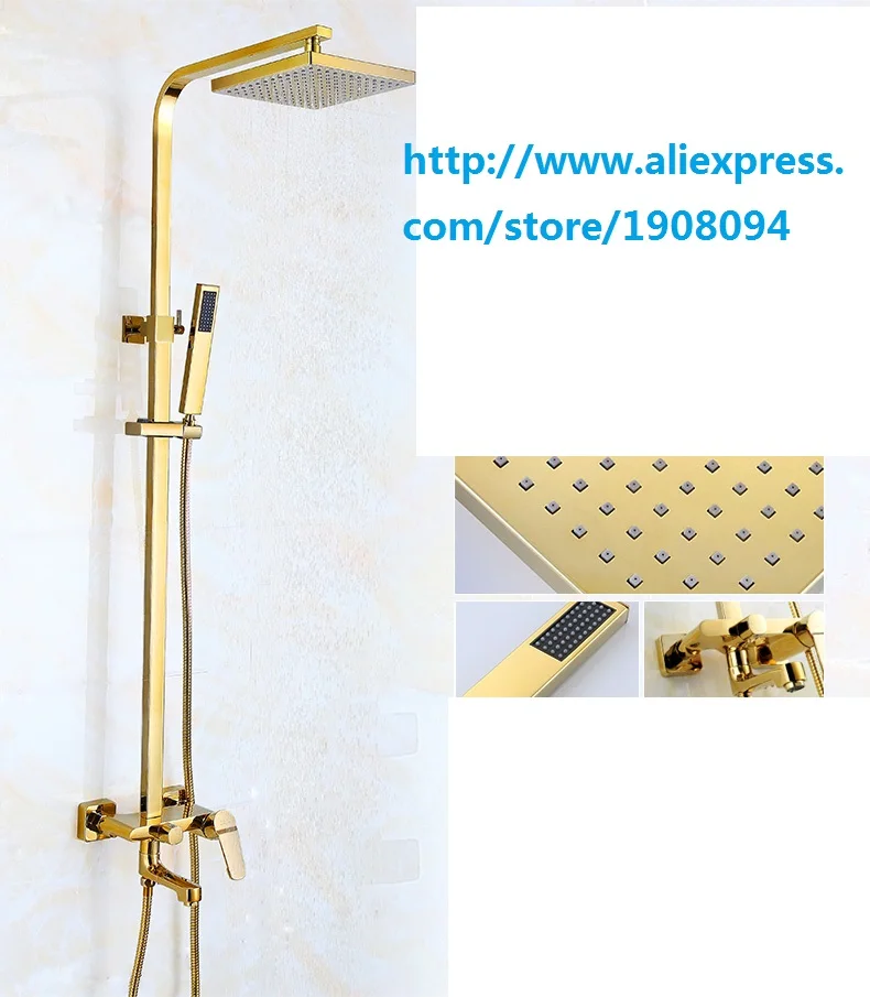 posy antique design gold color rain shower head set with copper faucet