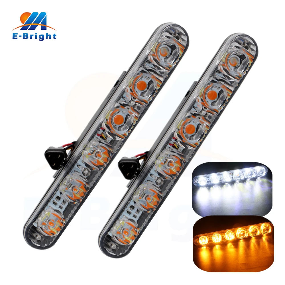 Новые фары дневного света DRL СИД 6SMD 12V Водонепроницаемый 540 Люмен Автоматическое освещение LED Белый Янтарный Цвет Универсальный Бесплатная доставка Новые фары дневного света DRL СИД 6SMD 12V Водонепроницаемый 540 Люмен Автоматическое освещение LED Белый Янтарный Цвет Универсальный Бесплатная доставка