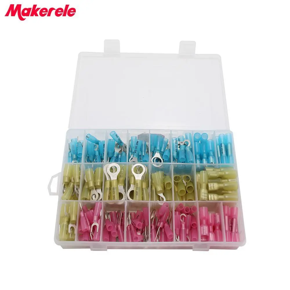 

Terminals Forks Heat Shrink Rings Spade 270pcs/Box GP-H018 Assorted Insulated Electrical makerele