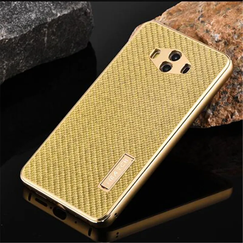 Чехол mate 10 Pro, роскошный металлический алюминиевый бампер и задняя крышка из настоящего углеродного волокна, чехол для huawei mate 10, чехол mate 10 Pro, сумка - Цвет: Золотой