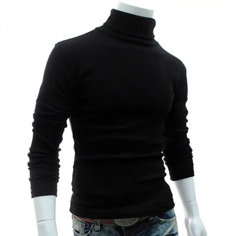 Cncool новые осенние мужские свитеры для женщин Повседневное мужской водолазка человека черный сплошной трикотаж Тонкий брендовая одежда