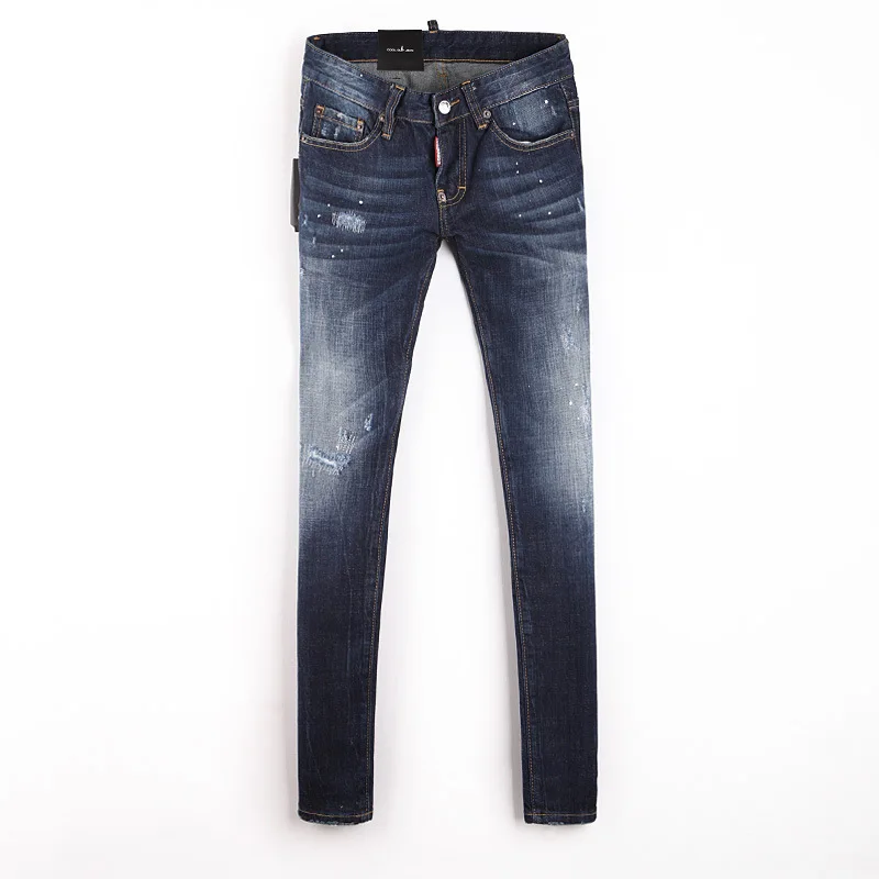 2016 NEW Arrival European Style Women Slim Ripped Jean Painted Dot High Quality Jeans Star Model