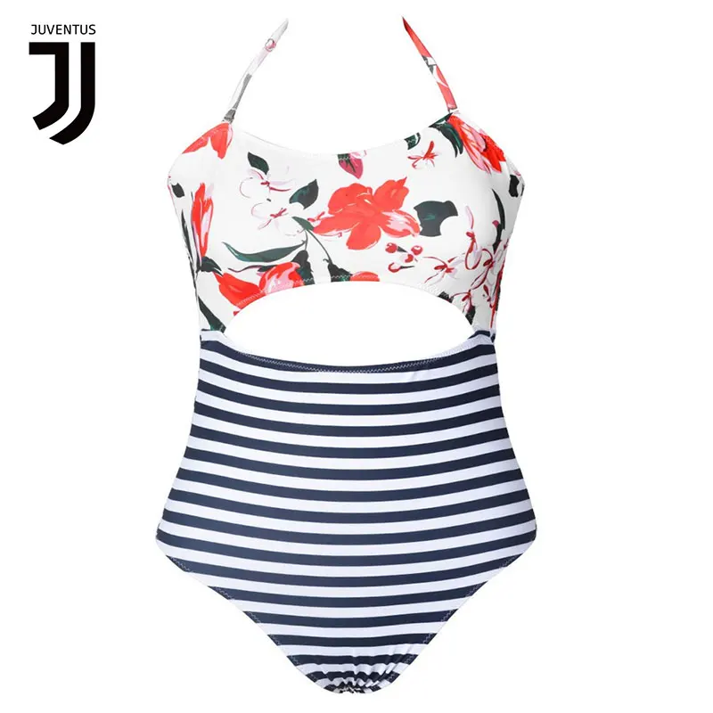 

JUVENTUS New Fashion European and American Dew Sexy Halter Backless High Waist One-piece Printed Swimwear Ladies Swimsuit