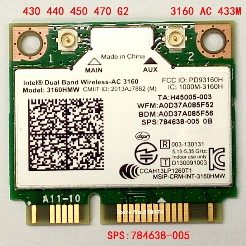 SSEA для Intel двухдиапазонный беспроводной AC 3160 3160HMW Половина мини PCI-E wifi Bluetooth 4,0 Беспроводная карта для hp SPS 784638-005