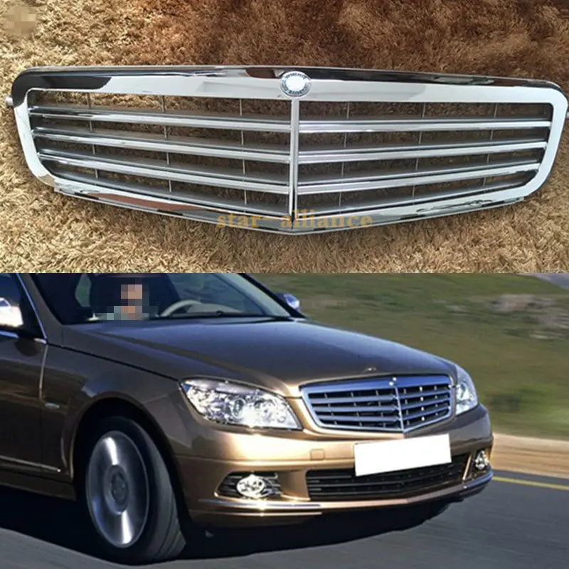 Для Benz C Class W204 C160 C200 C230 C260 C280 C240 ABS Хромированная передняя решетка 2007-2013