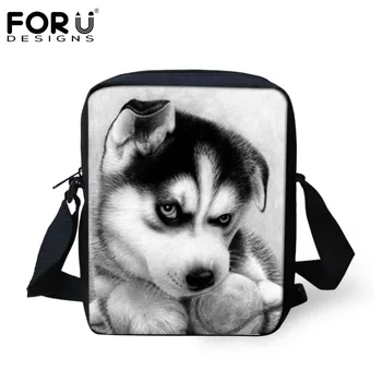 

FORUDESIGNS Huskies Women Messenger Bags for Ladies Bulldog Pug Crossbody Bags,Children Small Travel Shoulder Bag Bolsos Mujer