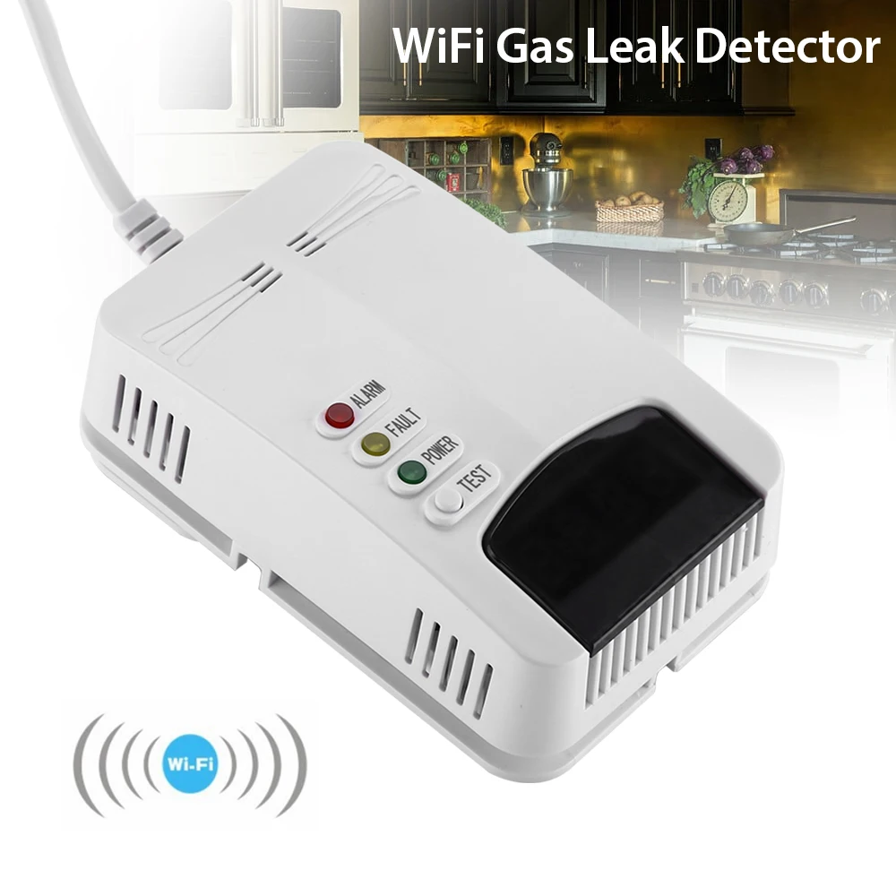 

WiFi Gas Leak Detector Sensor Combustible Alarm LPG Tester Home LED Air System Wifi Smoke Detector