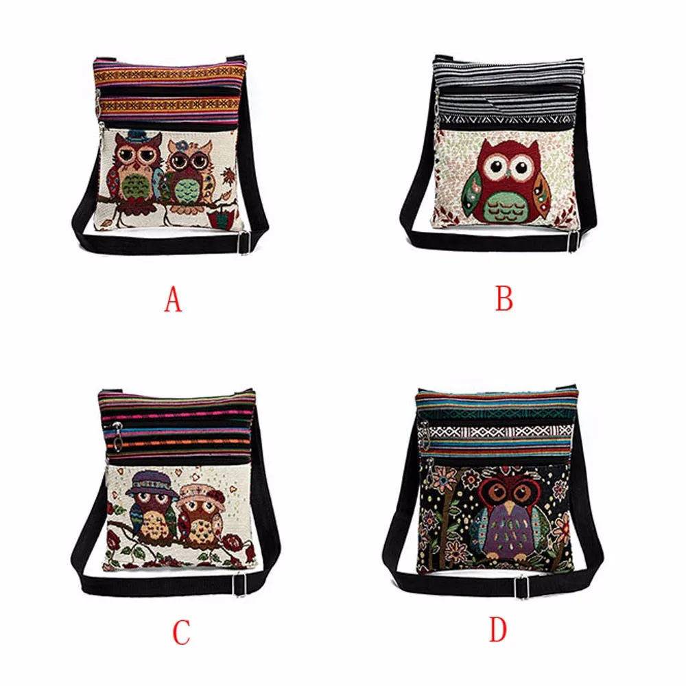

2019 the new handbag Embroidered Owl Tote Bags Women Shoulder Bag Handbags Postman Package