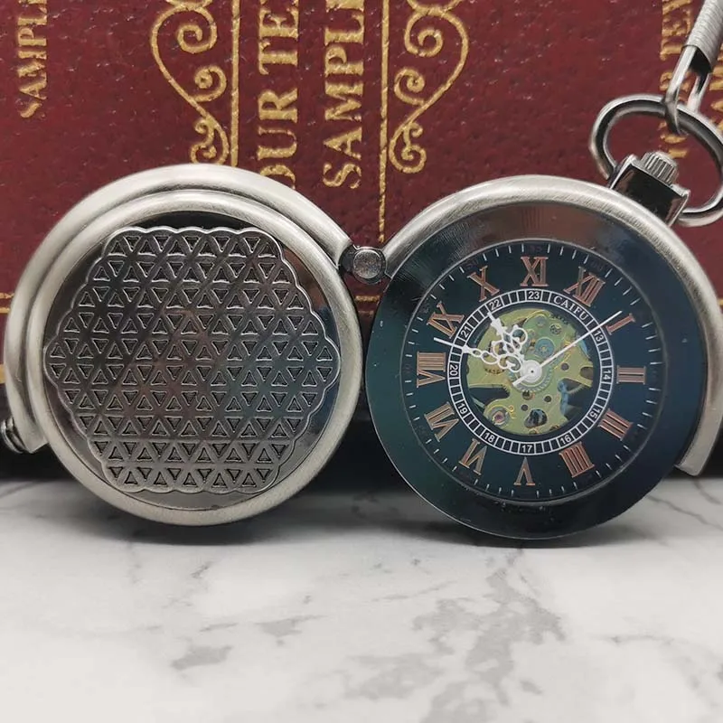 Уникальный Скелет старинные серебряные Механические карманные часы с цепочкой для мужчин женщин PJX053