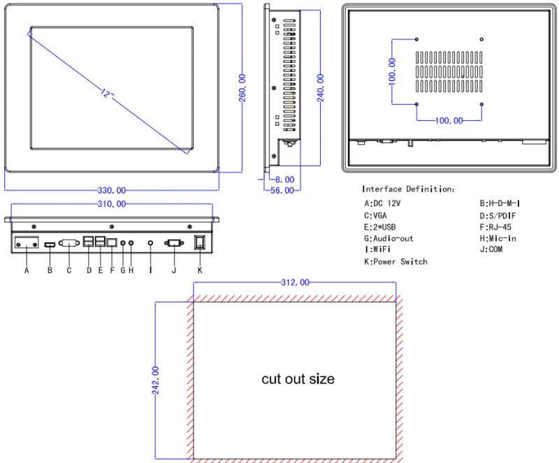 QYT 12 "Интеллектуальные Squre Win7 8 10 Системы один Сенсорный экран 800*600 или 1024*768 является дополнительным intel i3 6100U 2,3 ГГц Процессор