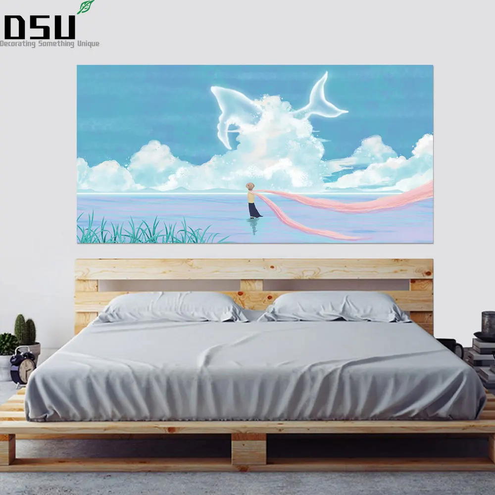 3D кит дельфин мультфильм рыба животные Синее Море мир океан кровать изголовье