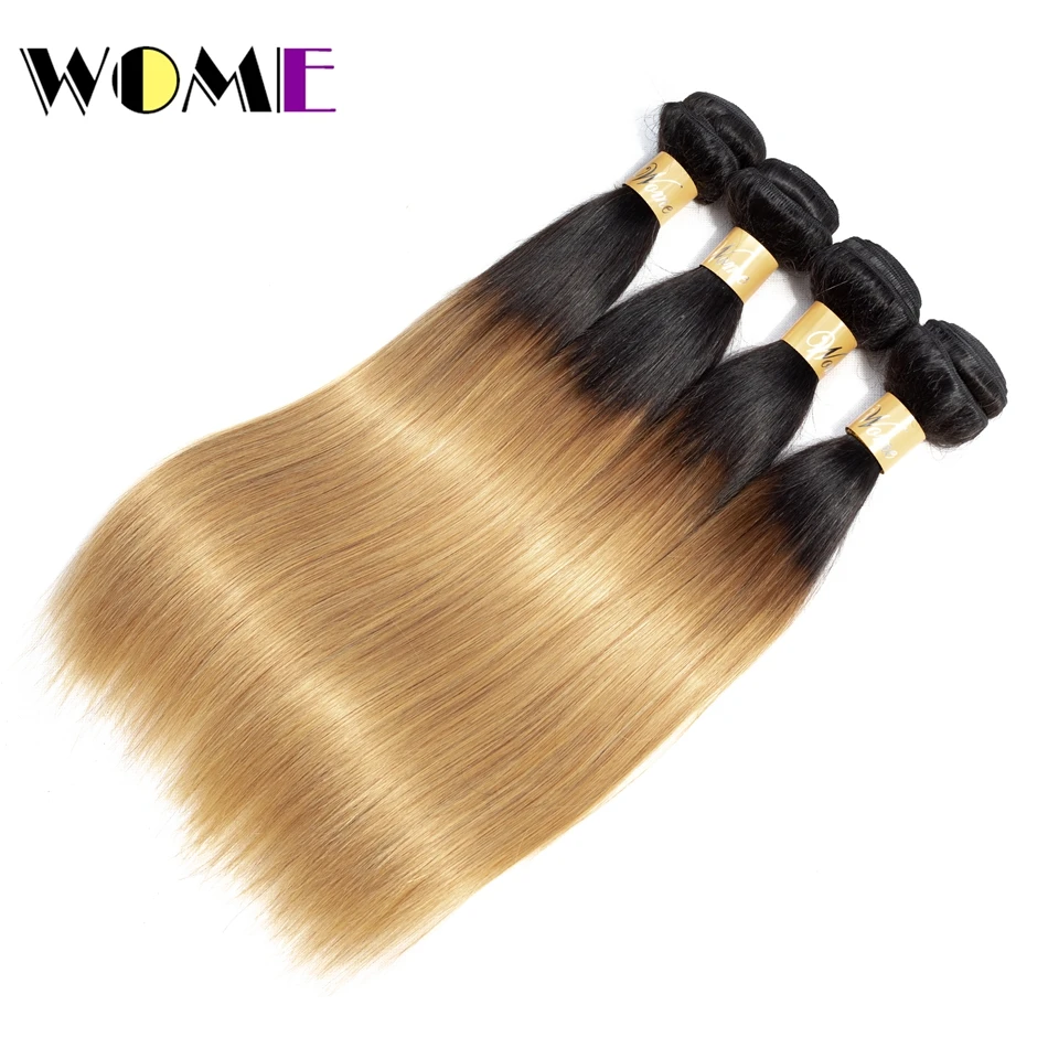Wome Malaysian Hair Weave Bundles T1b/27 4 Bundles Straight Hair Tissage Cheveux Humain Non Remy Hair Extensions Tissage Wome Malaysian Hair Weave Bundles T1b/27 4 Bundles Straight Hair Tissage Cheveux Humain Non Remy Hair Extensions Tissage