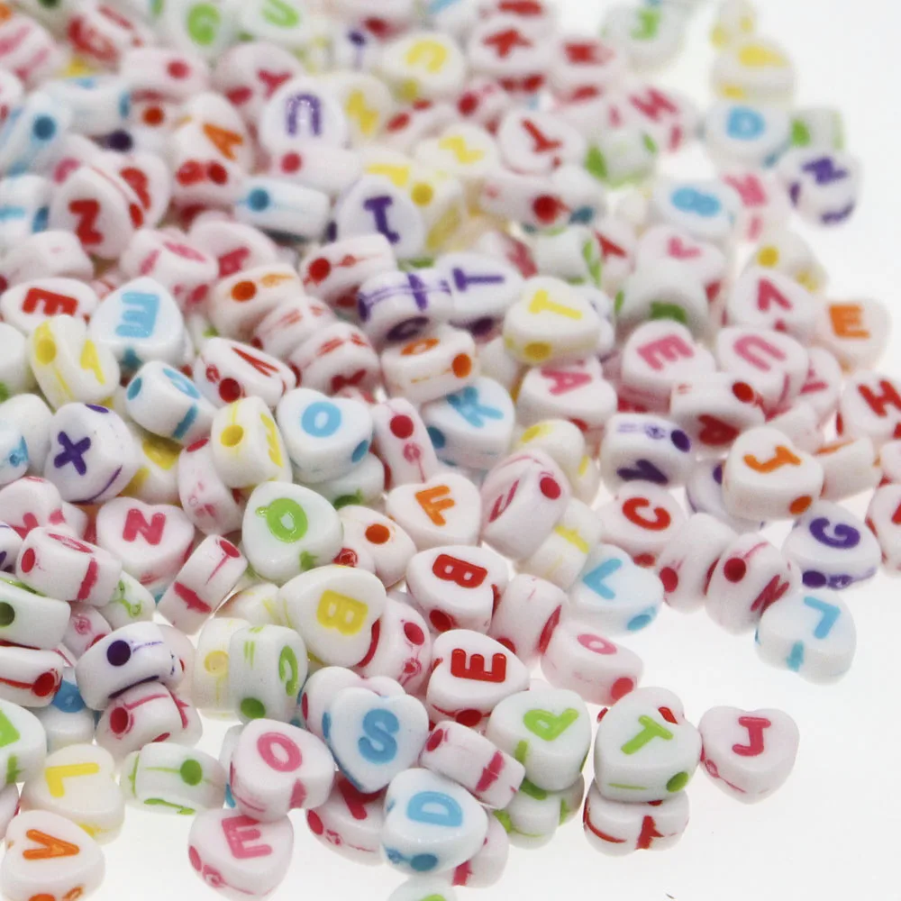

200Pcs Heart Alphabet Letters Acrylic Spacer Beads For Jewelry Making Love DIY Jewelry