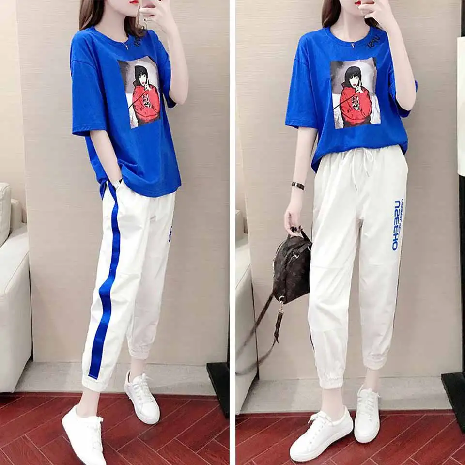 

2019 Children Clothing Spring Summer Cartoon Pattern + Pants Girls Clothing Sets Fashion Teen Clothes For Girls 14 16 18 20Years
