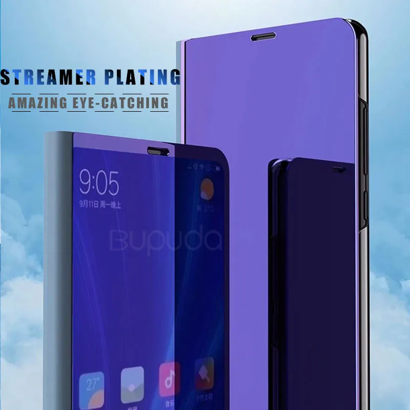 Luxury Flip Standing Case For Xiaomi mi 9 A2 8 Lite A1 6X 5X Mirror Leather Case For Redmi 7 Note 7 6 Pro 5 Plus 6A 4 4X Cover