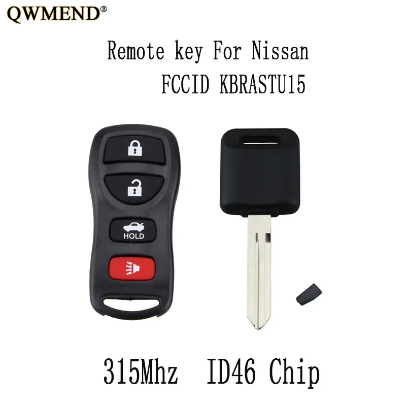QWMEND 4BT 315Mhz Car Remote key DIY For Nissan Altima Maxima 2004 2006