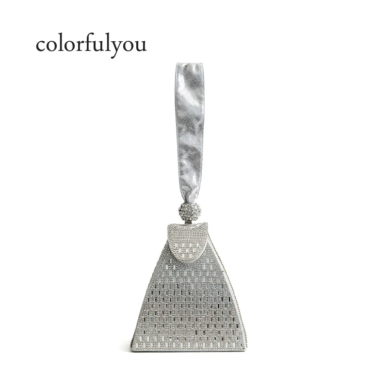 

2019 new Silver diamond handbag for women Evening Bag Crystal Clutch Bag Wedding Diamond tote bags Bridal Banquet Mini hand Bags