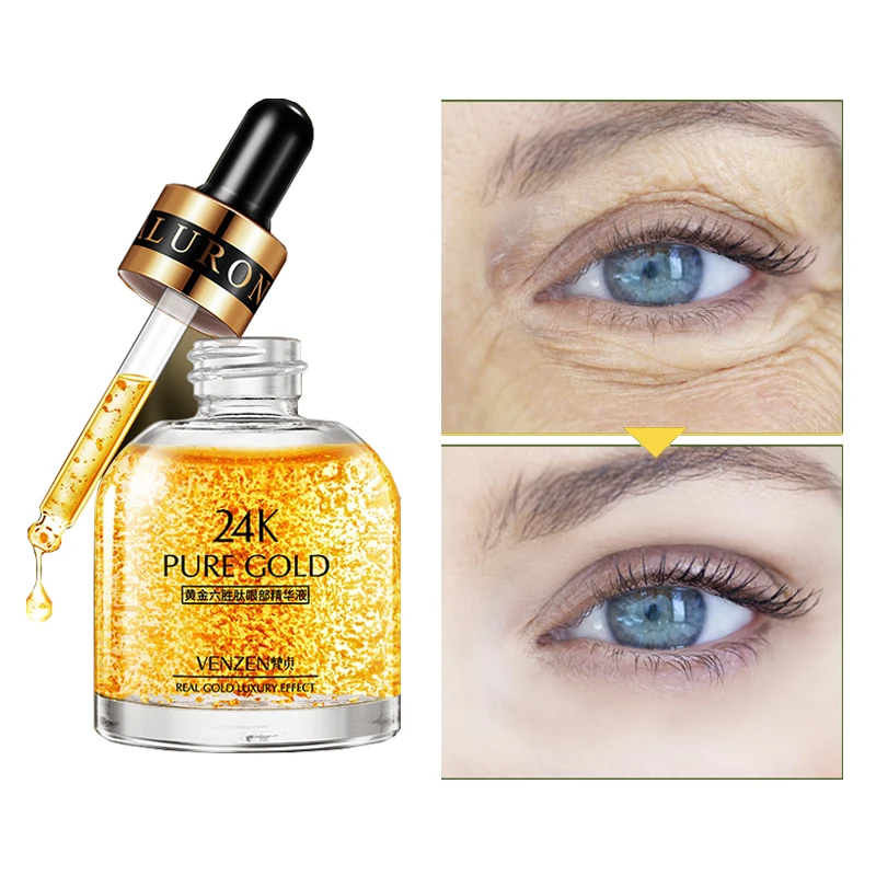 

Argireline 24K Gold Acid Eye Serum 30ML Remove Circle Anti-Wrinkle Anti Aging Ageless Collagen Eyes Essence Puffiness Drops D