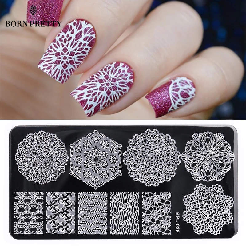 

BP-L028 Round Lace Nail Art Stamp Template Image Plate Rctangular Stamping PLates BORN PRETTY 12 x 6cm