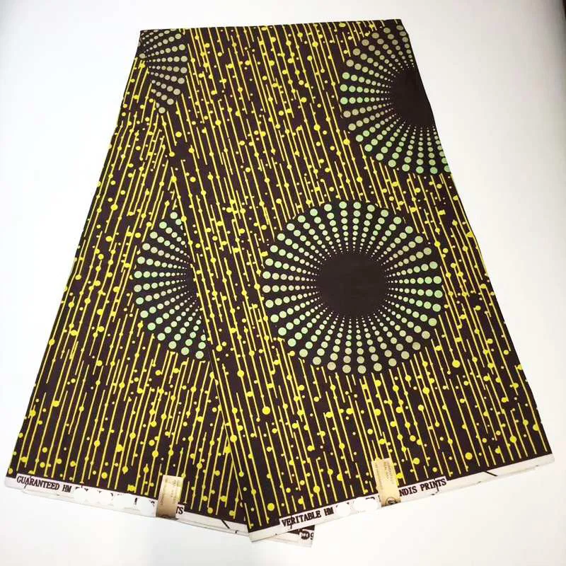 Полиэстер дизайн африканская восковая ткань, синий и желтый Африканский Печатный воск ткань Нигерия Анкара kitenge pagnes 6 ярдов