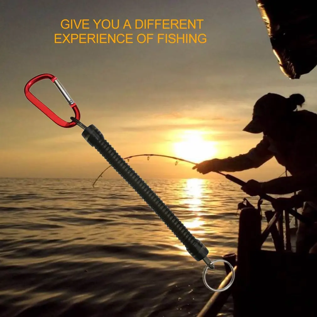 Fishing Lanyards Safety Rope Wire Coiled Fish Missed Rope Fish Pole Rod