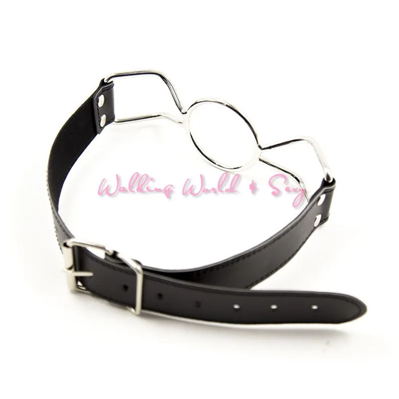 New PU Leather Metal Open Mouth Gag Oral Sex Ring Head Mouth Fixed Leather Head Harness Cosplay Sex Toys For Couple Adult Game (2)