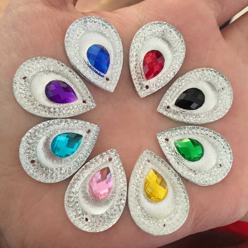 

Resin 10pcs 18mm*25mm Double color Teardrop Flatback Wedding decoration 2 Hole Button C81