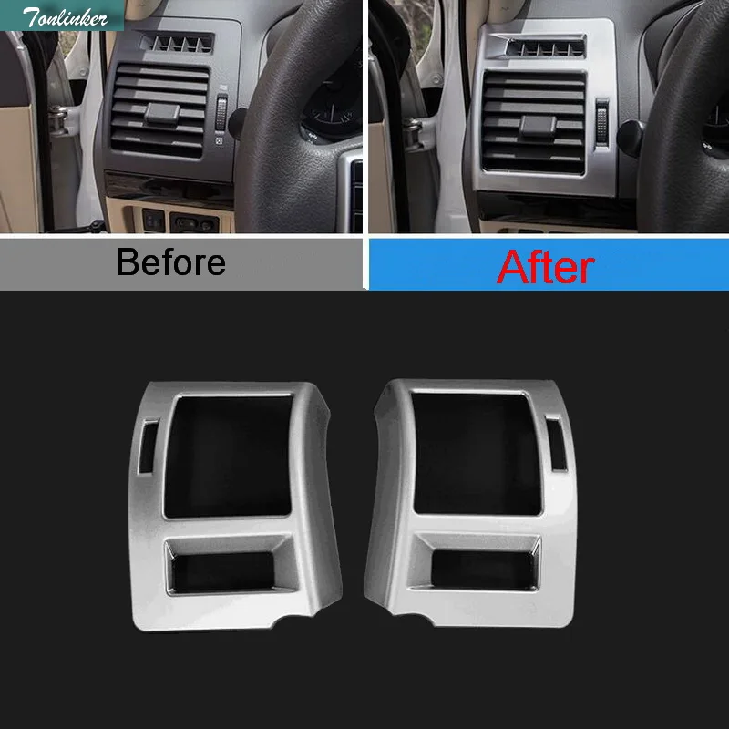 

Tonlinker 2 PCS DIY Car Styling ABS Outlet on Both Sides of Dashboard Light Cover Case Stickers for Toyota Prado 2014-16