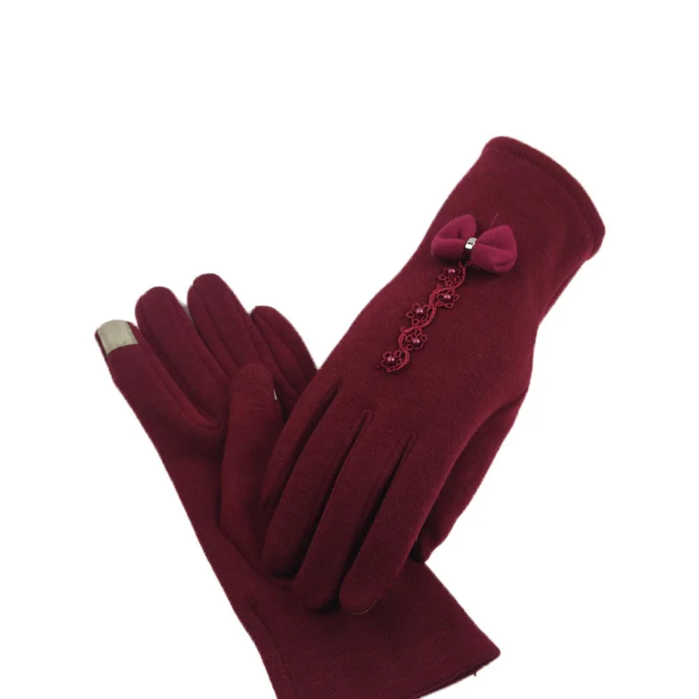 Зимние перчатки, однотонные кружевные хлопковые перчатки для женщин, длина запястья, модные варежки, перчатки для женщин, женские перчатки Guantes se293 P
