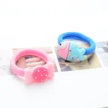 5pcs Cartoon Candy Color Elastic Hair Ties Ropes Hair Holder for Baby Girls’ Sweet Hair Accessories