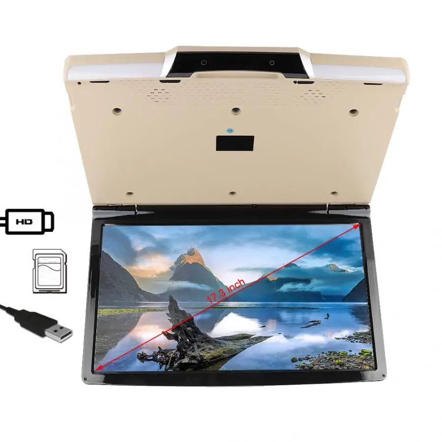 Best multimedia car 17.3-inch Universal Ceiling Mounted TV 1080p Bluetooth Car TV MP5 Player For Android 7.1 System auto accessorie 1