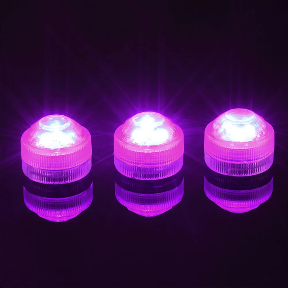 12 kusů / kus Dálkově řízené mini ponorné LED světla s CR2032 baterií pro Halloween party noční osvětlení
