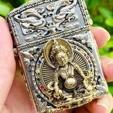 Смотреть видео LSDL тибетский серебряный тяжелый ручной работы керосин Ретро двухсторонний runing Relief animal hell king зажигалка