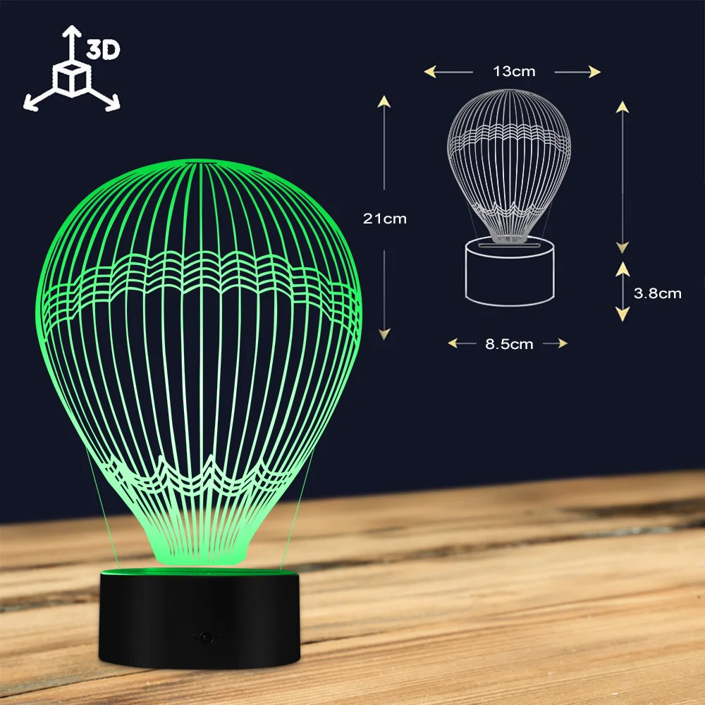 Горячий воздух воздушный шар 3D эффект Светящиеся светодиодный светильник Оптические иллюзии настольная лампа по всему миру декоративного