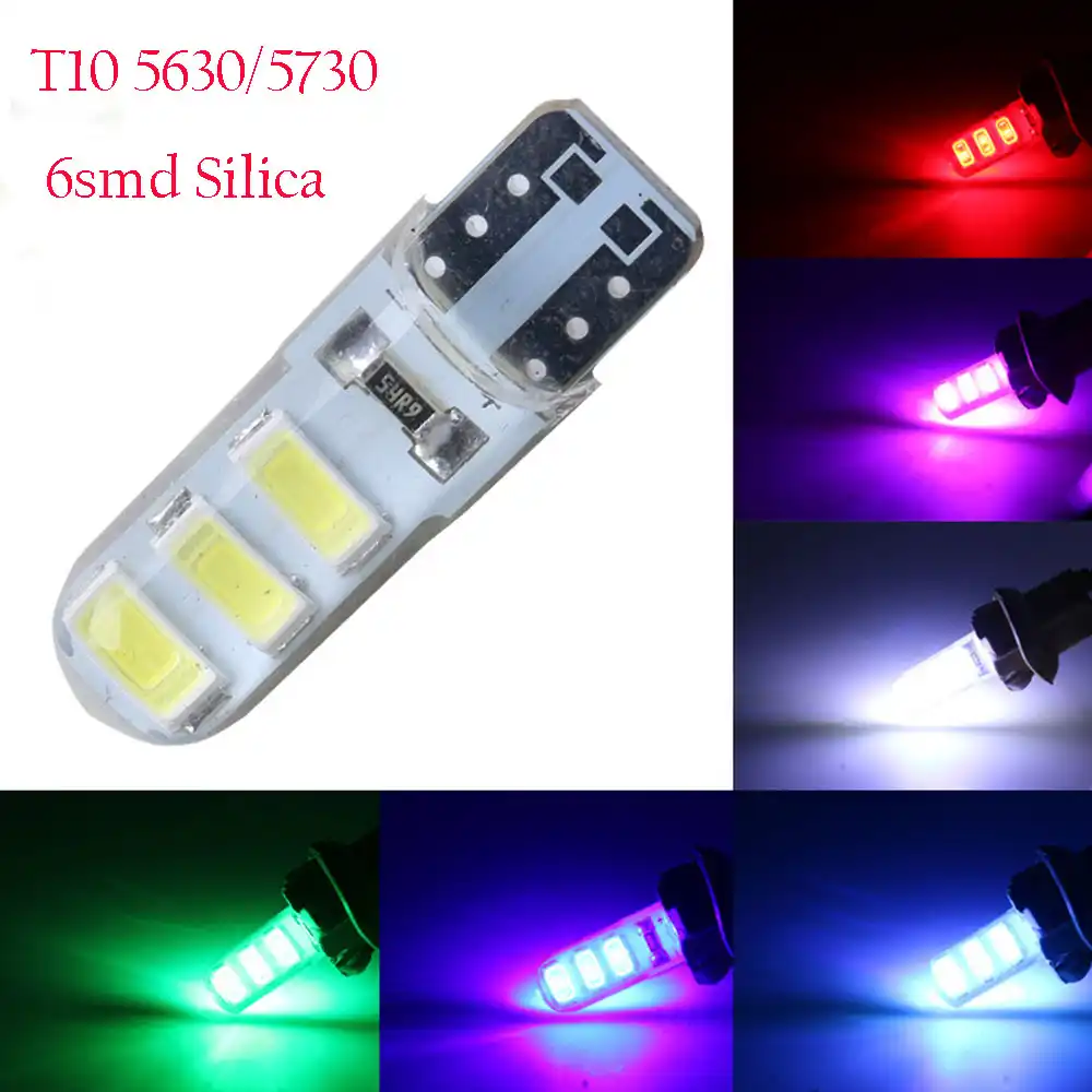 2Pcs T10 5630 6SMD LED Wedge License Plate Light Bulbs White 8W 12V 800LM 6000K