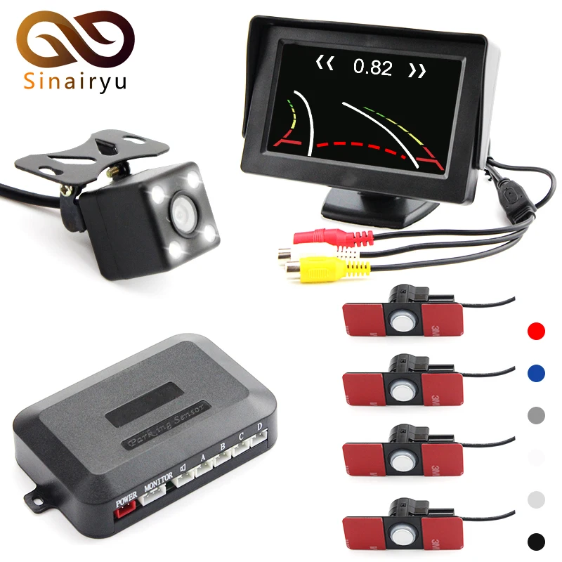 

Sinairyu 3in1 Intelligent Dynamic Trajectory Track Camera With 16MM Flat Video Parking Sensor Connect 4.3" TFT Car Monitor