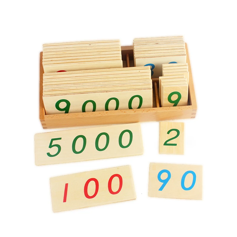 고품질 몬테소리 소재 나무 카드 번호 1-9000, 작은 디지털 학생 사용 수학 장난감 조기 교육 학습 선물