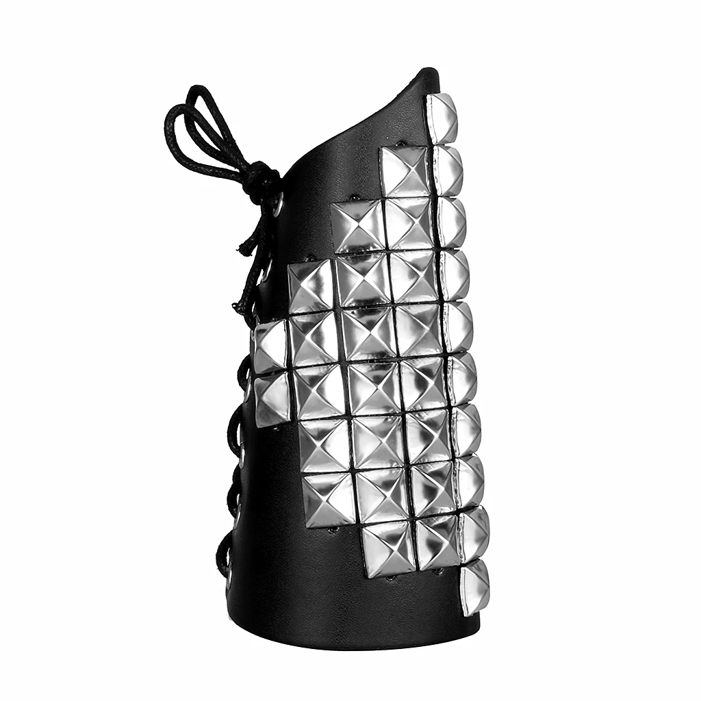 Gothic Steampunk Square Rivets Leather Wristband Wide Bracer Bangle Bracelet