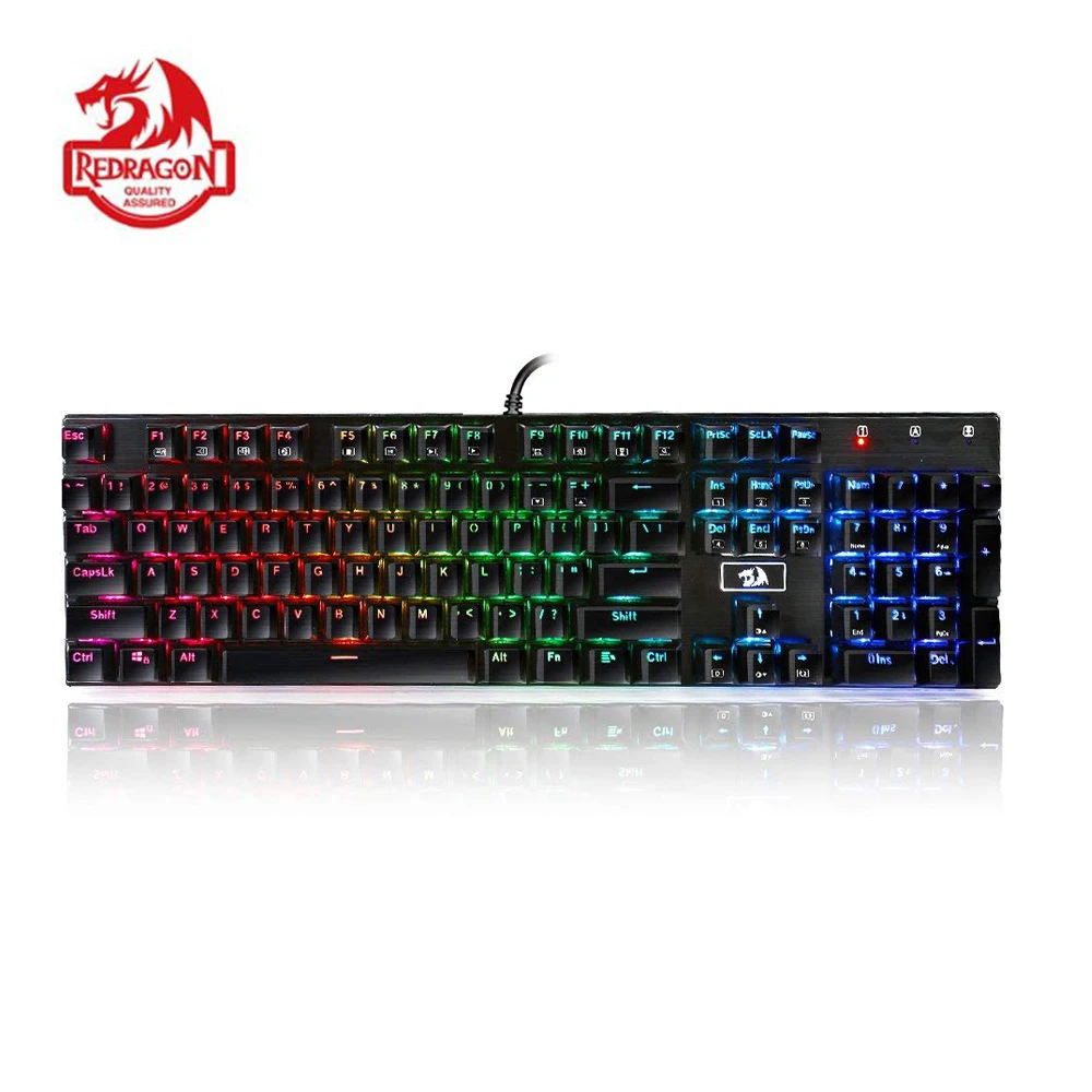 Проводная Механическая игровая клавиатура Redragon K556 DEVARAJAS, RGB светодиодный, с подсветкой, 104 стандартных клавиш, алюминиевая основа для геймеров, плавающая