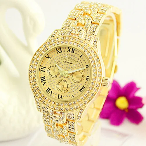 Prix pour Montre en or femmes inoxydable en acier plein robe montres dames en cristal de quartz-montre montres femme whach Prix pour Montre en or femmes inoxydable en acier plein robe montres dames en cristal de quartz-montre montres femme whach
