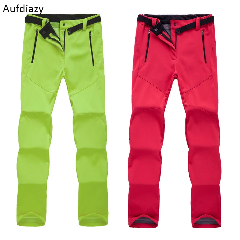 Best Aufdiazy Men Women Winter Camo Fleece Softshell Camping Hiking Pants Outdoor Sports Waterproof Windproof Thermal Trousers IM007